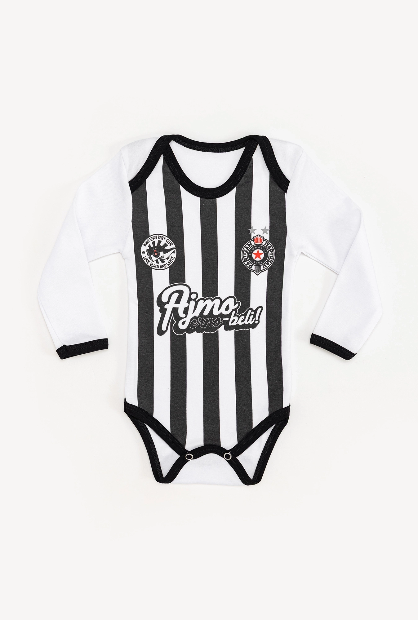 Bodi dug rukav Partizan Ajmo crno-beli