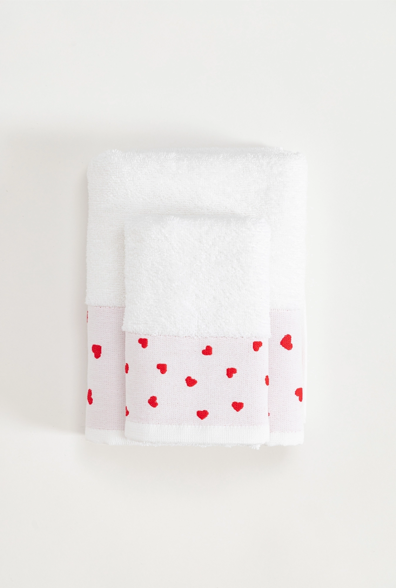 Set peškira 30x50 + 50x90 Belo crveno srce