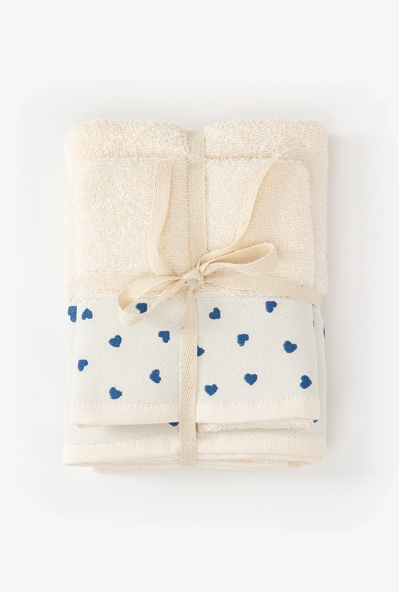 Set peškira 30x50 + 50x90 Bež plavo srce