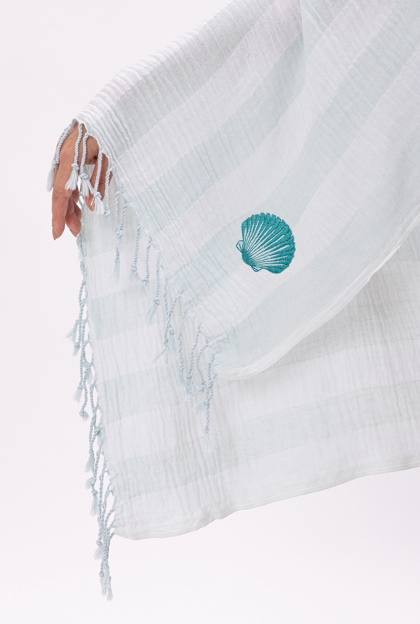 Pareo muslin - mint pruga