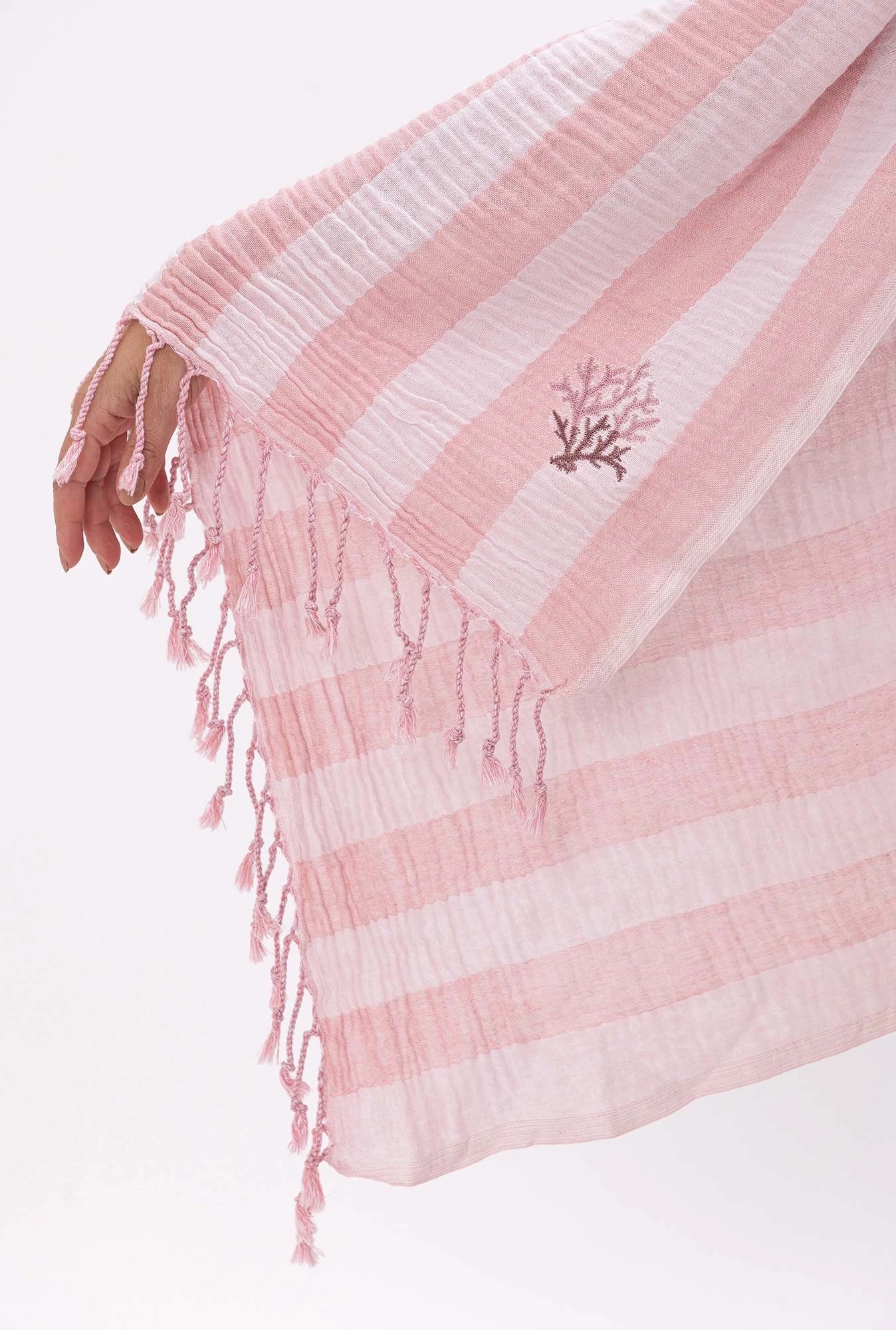 Pareo muslin - roze pruga